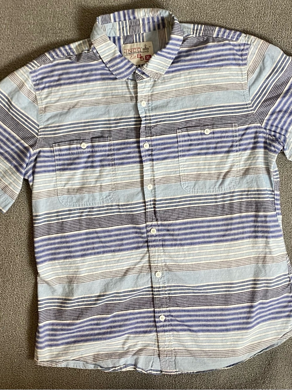JNCO Light Blue & Navy Striped Short-Sleeve Button-Down Shirt